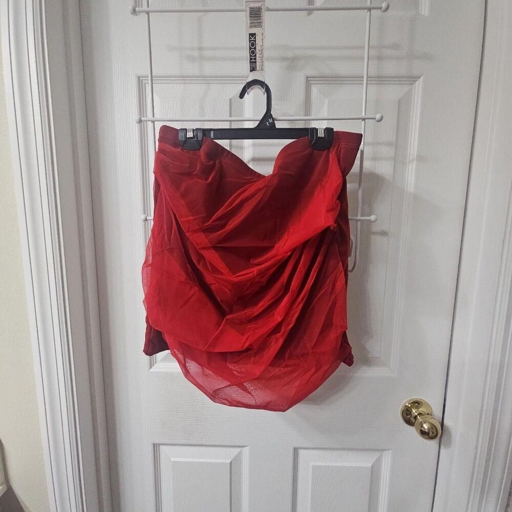 Halara Ruched Mesh Mini Skirt Red Size XL